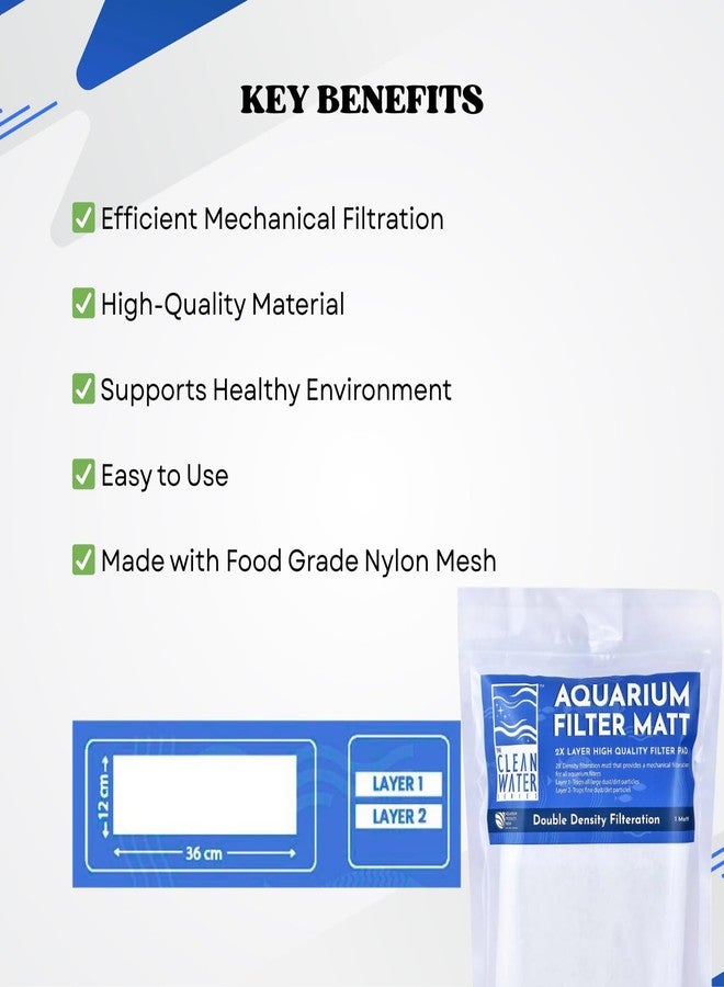 حصيرة ترشيح أحواض السمك من سلسلة المياه النظيفة | وسادة ترشيح بطبقتين (شبكة نايلون صالحة للطعام) - Image 3